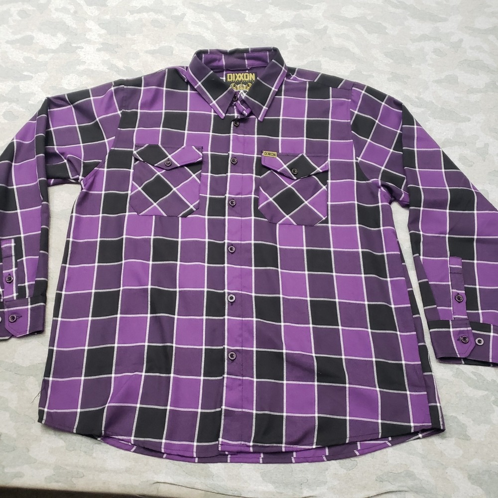 Dixxon Flannel Shirt Mens 2XL Purple Plaid The Crown D-Tech Long Sleeve Button